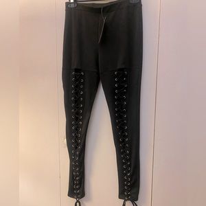 Milky Way lace-up black leggings Medium NWT